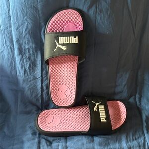 Puma Black and Pink Comfort Slides